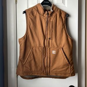 WOMEN'S RELAXED FIT WASHED DUCK SHERPA LINED MOCK NECK VEST